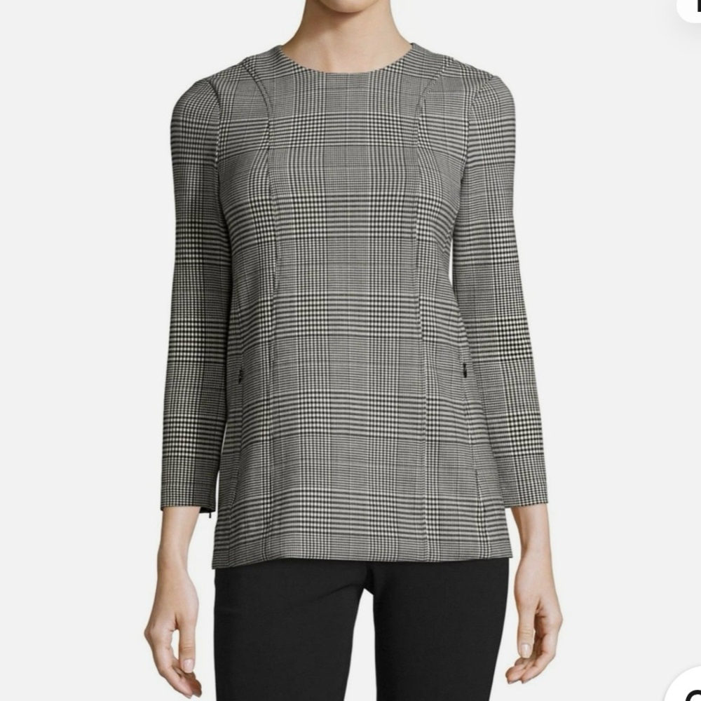 Theory Lauret CL Portland Glen-Plaid Top - Black/White